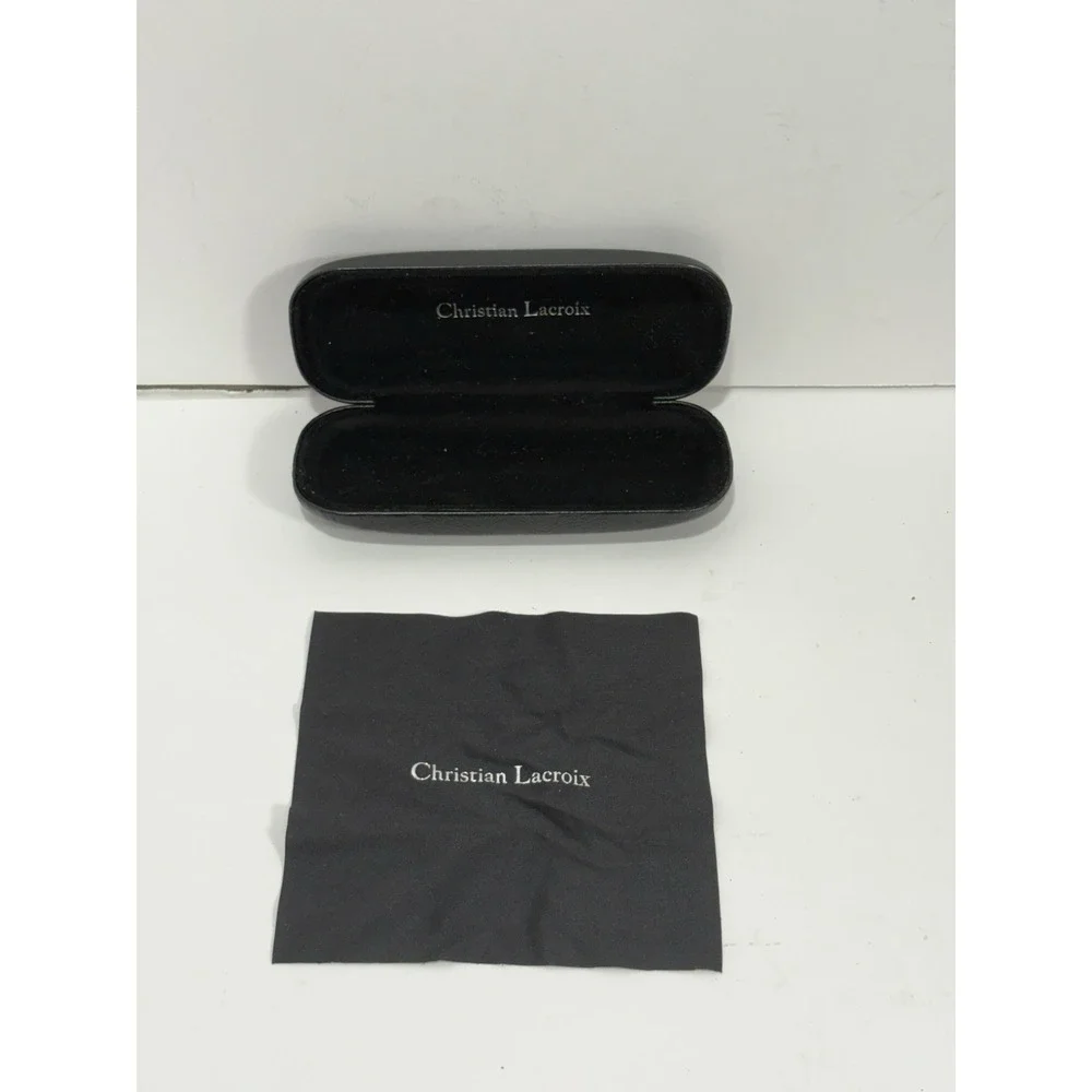 Christian Lacroix Designer Eye Glasses Case Embossed Black With Cloth